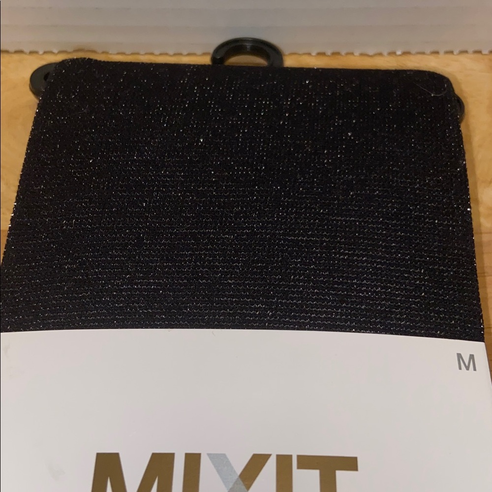 Mixit Black Lurex Metallic Opaque Fashion Footed Tights Size Medium. - Picture 3 of 4